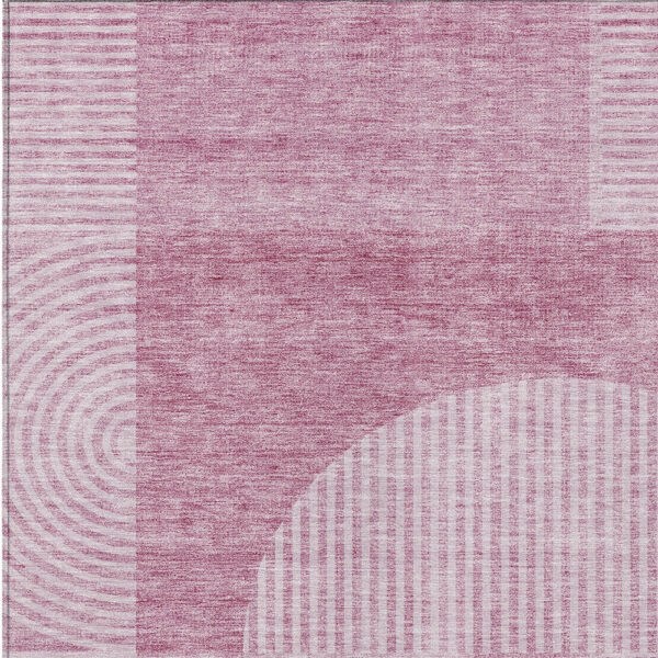 10' X 14' Blush Pink And Mauve Geometric Washable Indoor Outdoor Area Rug