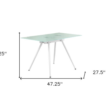 47" White Glass and Metal Computer Desk