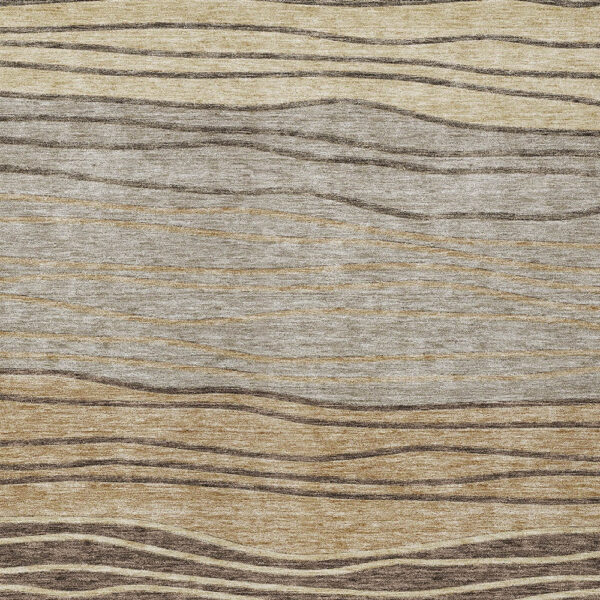 3' X 5' Taupe Brown And Beige Striped Washable Indoor Outdoor Area Rug