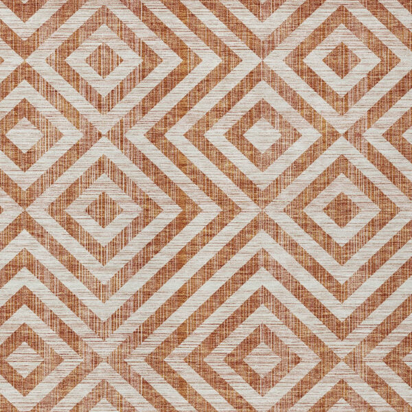 3' X 5' Terra Cotta Copper And Beige Geometric Washable Indoor Outdoor Area Rug