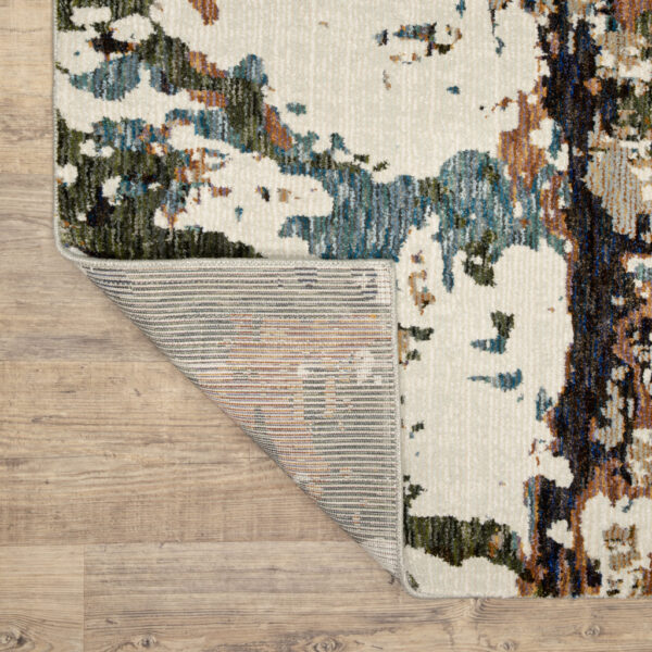 5' X 7' Green Gold And Blue Abstract Power Loom Stain Resistant Area Rug