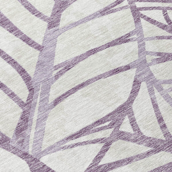 8' Purple Lavender And Beige Round Floral Washable Indoor Outdoor Area Rug