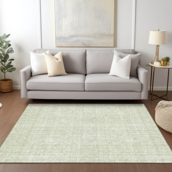 10' X 14' Mint Green And Ivory Striped Washable Indoor Outdoor Area Rug