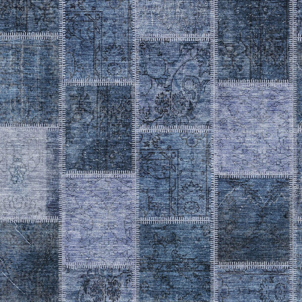 9' X 12' Blush Denim Blue And Sky Blue Patchwork Washable Indoor Outdoor Area Rug