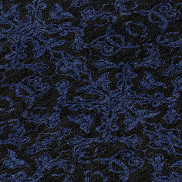 8' Blue And Navy Blue Round Medallion Washable Indoor Outdoor Area Rug