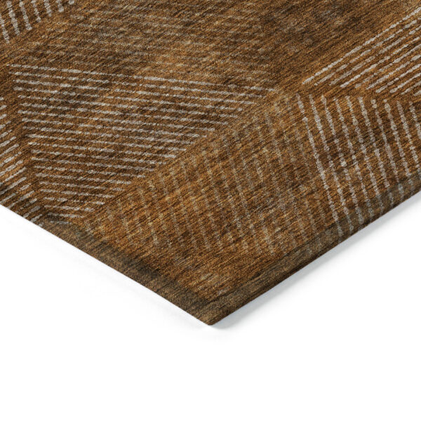 5' X 8' Terra Cotta Copper And Beige Geometric Washable Indoor Outdoor Area Rug