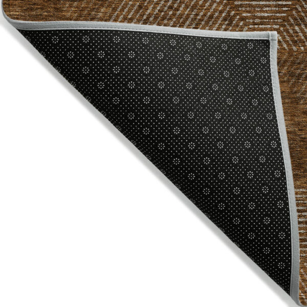 5' X 8' Terra Cotta Copper And Beige Geometric Washable Indoor Outdoor Area Rug