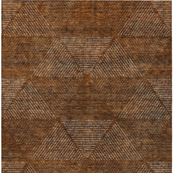 5' X 8' Terra Cotta Copper And Beige Geometric Washable Indoor Outdoor Area Rug