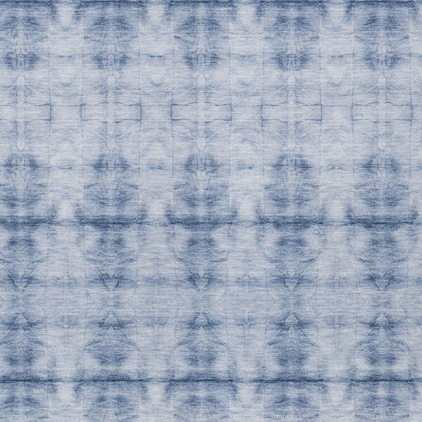 5' X 8' Navy Blue And Sky Blue Geometric Washable Indoor Outdoor Area Rug