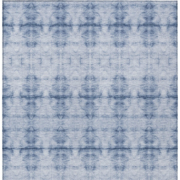 5' X 8' Navy Blue And Sky Blue Geometric Washable Indoor Outdoor Area Rug
