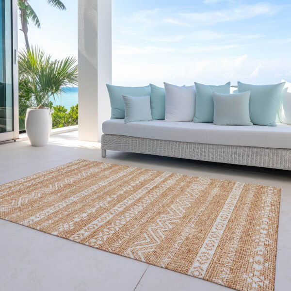 5' X 8' Terra Cotta And Beige Southwestern Washable Indoor Outdoor Area Rug