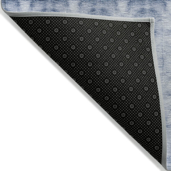5' X 8' Navy Blue And Sky Blue Geometric Washable Indoor Outdoor Area Rug