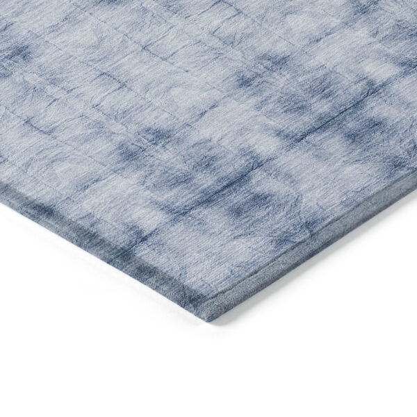5' X 8' Navy Blue And Sky Blue Geometric Washable Indoor Outdoor Area Rug