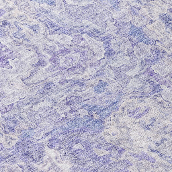 8' Plum Purple And Lavender Round Abstract Washable Indoor Outdoor Area Rug