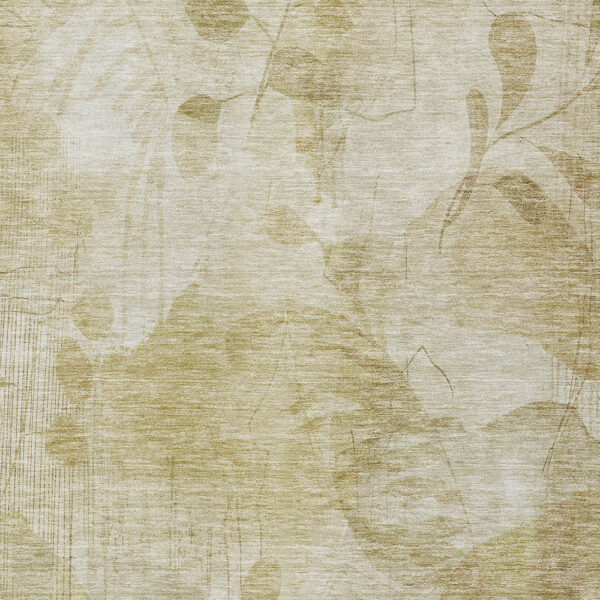 10' X 14' Beige Tan And Ivory Floral Washable Indoor Outdoor Area Rug