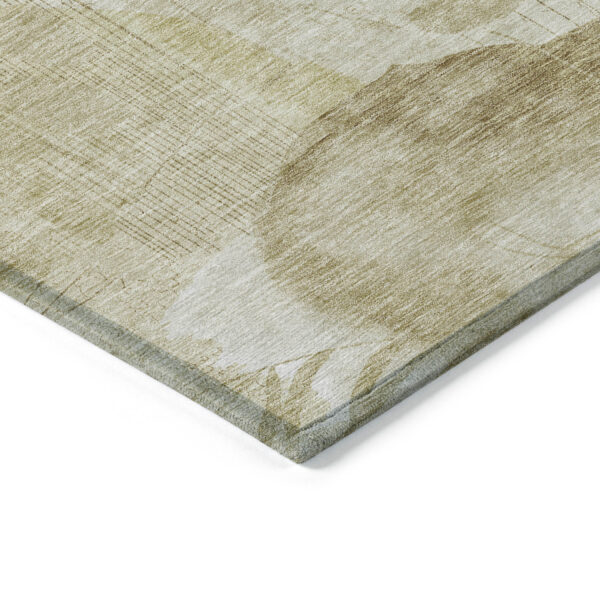 10' X 14' Beige Tan And Ivory Floral Washable Indoor Outdoor Area Rug