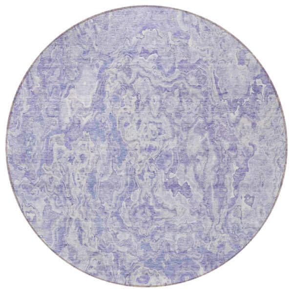 8' Plum Purple And Lavender Round Abstract Washable Indoor Outdoor Area Rug