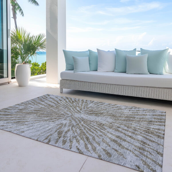 8' X 10' Brown And Gray Abstract Washable Indoor Outdoor Area Rug
