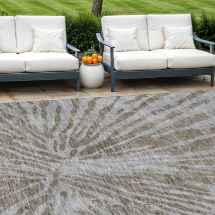 8' X 10' Brown And Gray Abstract Washable Indoor Outdoor Area Rug