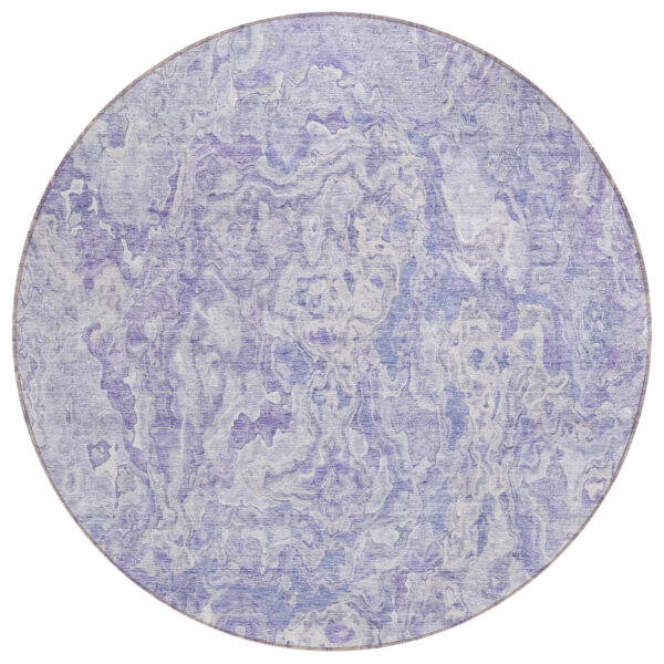 8' Plum Purple And Lavender Round Abstract Washable Indoor Outdoor Area Rug