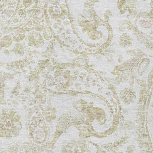 9' X 12' Beige Tan And Ivory Paisley Washable Indoor Outdoor Area Rug
