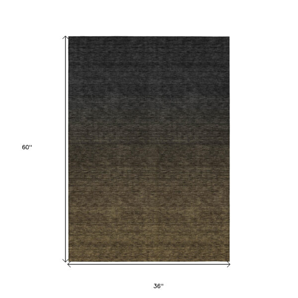3' X 5' Gray And Brown Abstract Washable Indoor Outdoor Area Rug