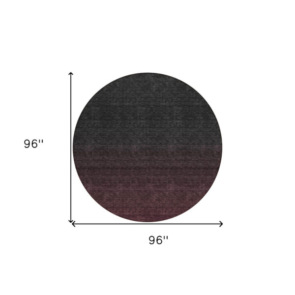 8' Merlot And Charcoal Round Abstract Washable Indoor Outdoor Area Rug