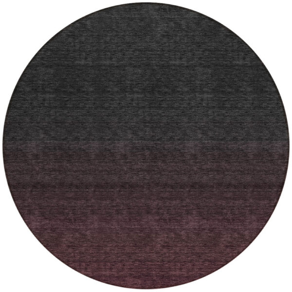 8' Merlot And Charcoal Round Abstract Washable Indoor Outdoor Area Rug