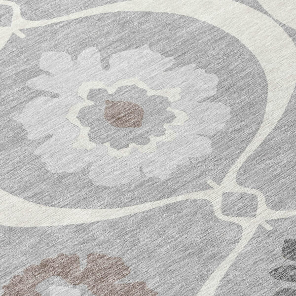 5' X 8' Gray Charcoal And Brown Medallion Washable Indoor Outdoor Area Rug