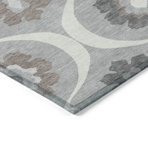 5' X 8' Gray Charcoal And Brown Medallion Washable Indoor Outdoor Area Rug