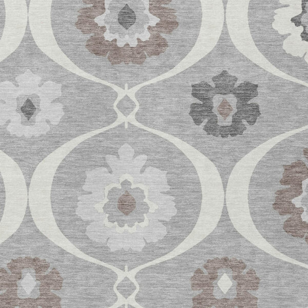 5' X 8' Gray Charcoal And Brown Medallion Washable Indoor Outdoor Area Rug