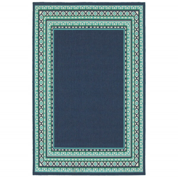 5' x 8' Blue and Green Indoor Outdoor Area Rug