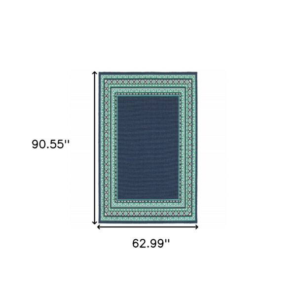 5' x 8' Blue and Green Indoor Outdoor Area Rug