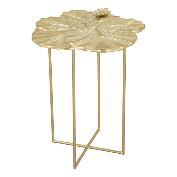 21" Gold Aluminum And Iron Cross Legs End Table