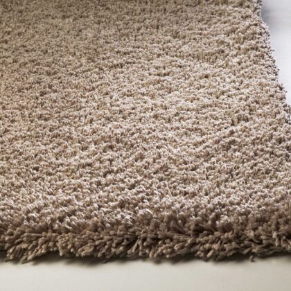 8' X 11' Solid Tan Beige Shag Area Rug