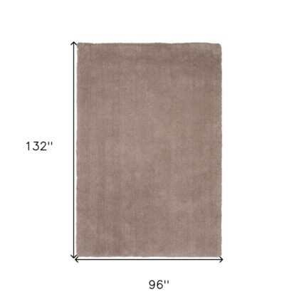 8' X 11' Solid Tan Beige Shag Area Rug