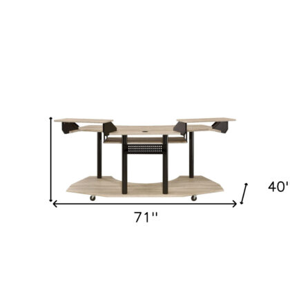 71" Natural and Black Music Recording Studio Desk