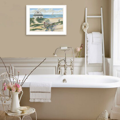 Beach Cottage II 2 White Framed Print Wall Art