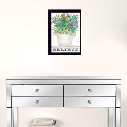 Believe Colorful Succulents Black Framed Print Wall Art