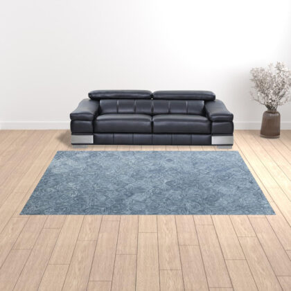 9' x 12' Blue Wool Geometric Hand Tufted Area Rug