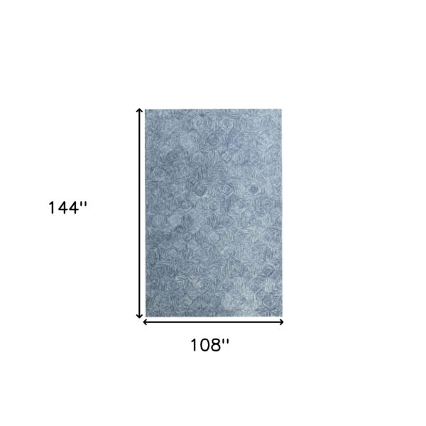 9' x 12' Blue Wool Geometric Hand Tufted Area Rug