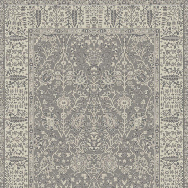 5' x 8' Gray and Ivory Oriental Area Rug