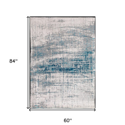 6' X 8' Blue and Gray Abstract Non Skid Area Rug