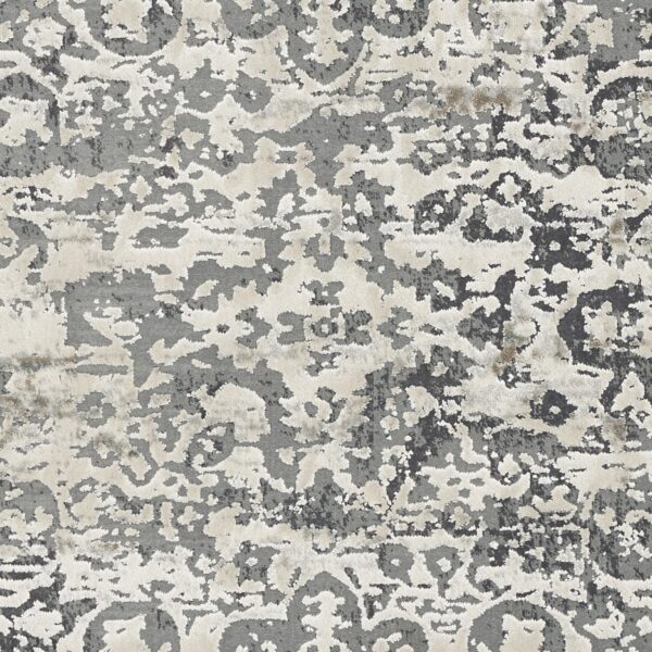 8'X11' Ivory Machine Woven Distressed Diamond Floral Medallion Indoor Area Rug