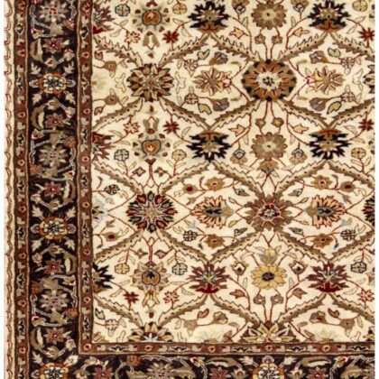 5' x 8' Ivory and Black Oriental Hand Tufted Non Skid Area Rug