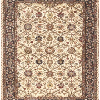 5' x 8' Ivory and Black Oriental Hand Tufted Non Skid Area Rug
