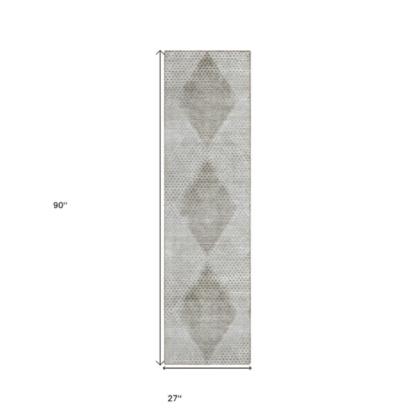 8' Runner Gray Geometric Washable Non Skid Indoor Outdoor Runner Rug