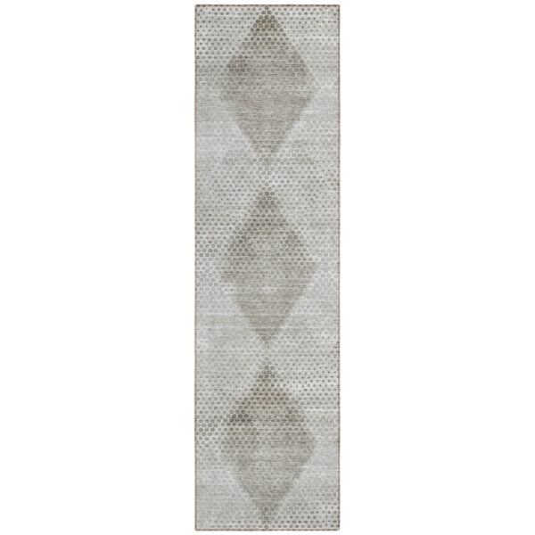 8' Runner Gray Geometric Washable Non Skid Indoor Outdoor Runner Rug