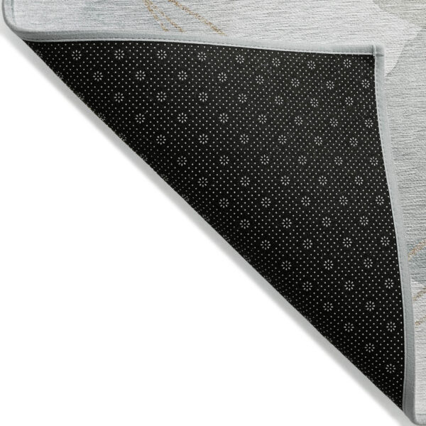 8' X 10' Ivory Blue and Gray Abstract Washable Non Skid Indoor Outdoor Area Rug