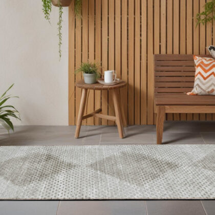 8' Runner Gray Geometric Washable Non Skid Indoor Outdoor Runner Rug